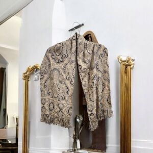 Vintage ECHO 1960s Silk Scarf Wrap Cream LARGE 50”x 10.5”